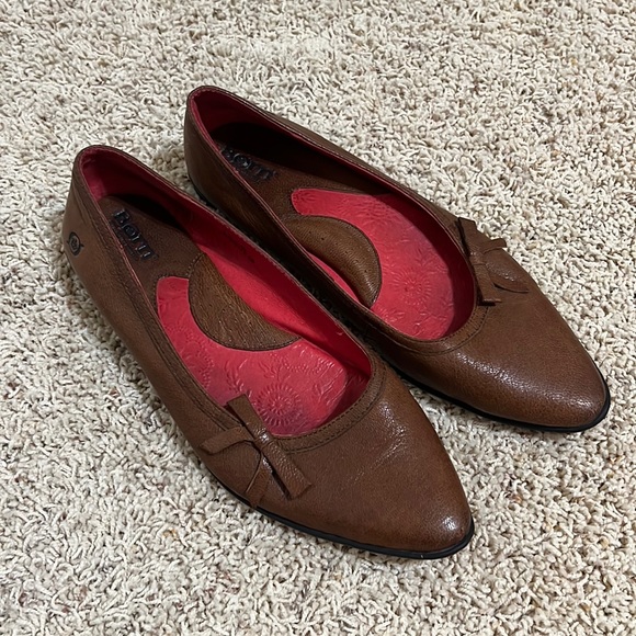 Ballerines Femme Børn – Cuir Marron, Taille US 8 (FR 38/39) – Forme Ronde, Plates, Occasion